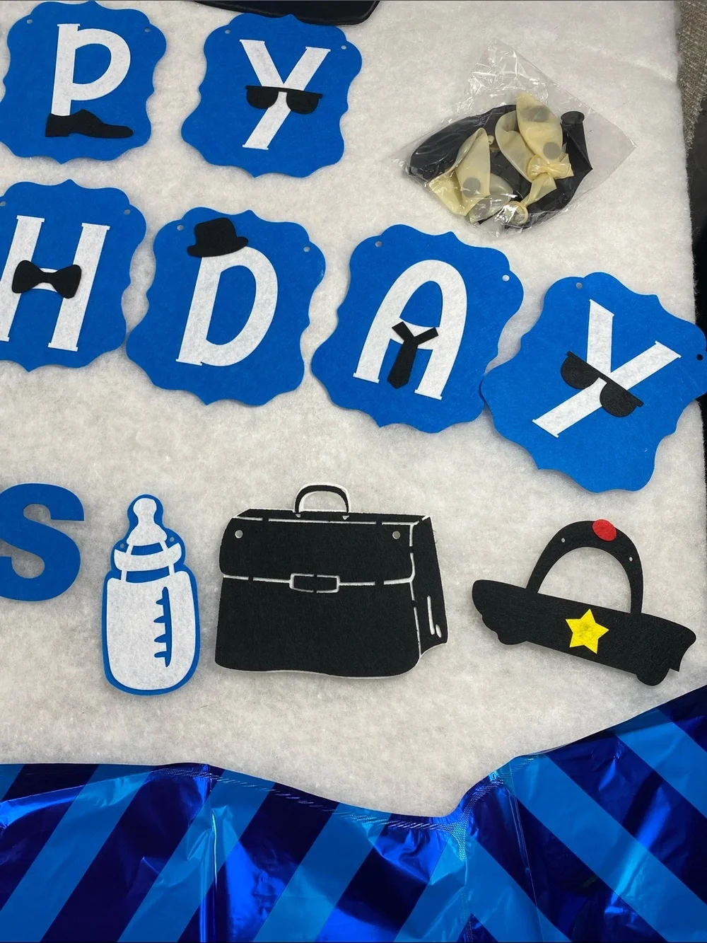 Birthday 'Boss' Banner Party Decoration in Blue and Black it’s a boy party decor